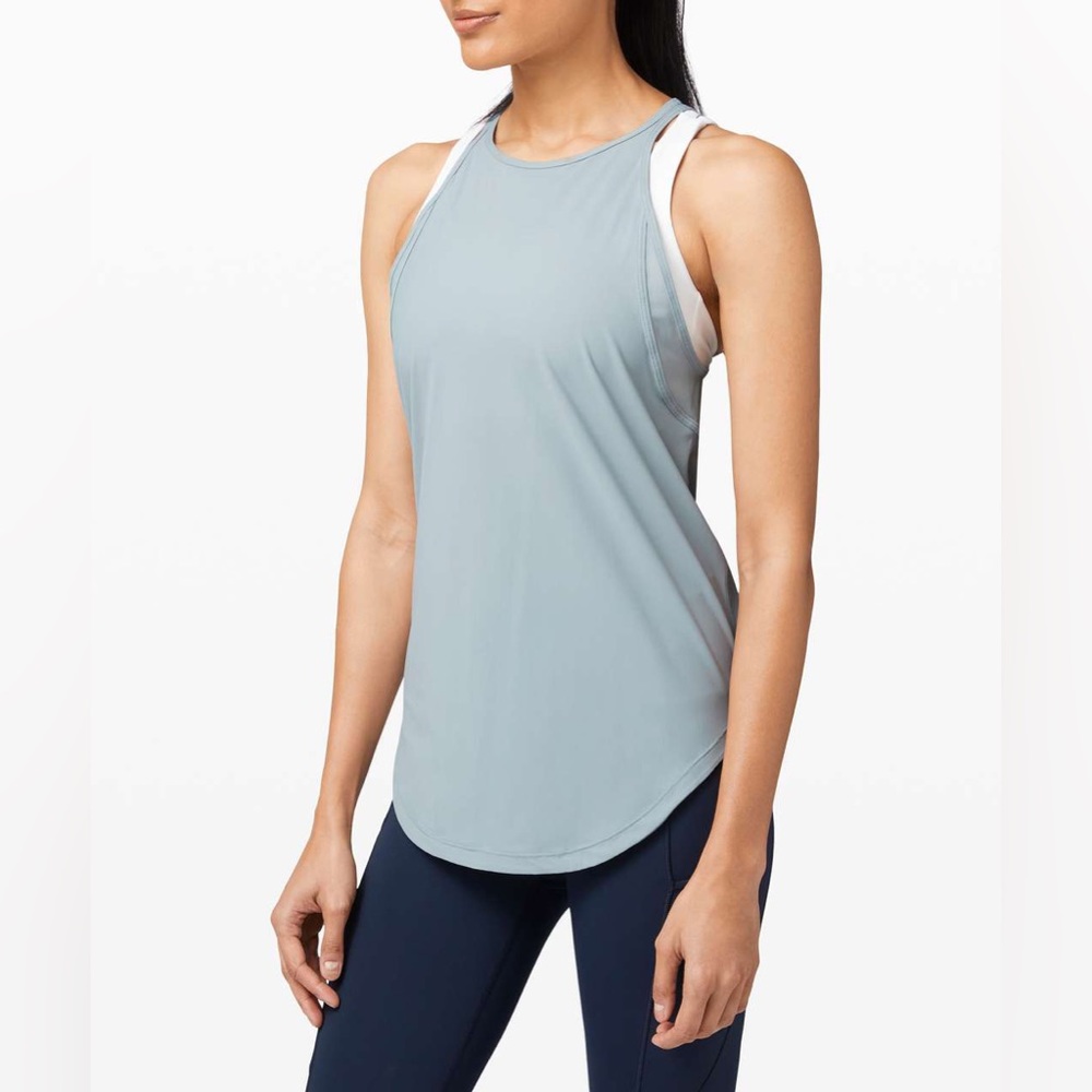 Lululemon Run Off Route Tank Top Blue Cast